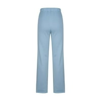 Oieyuz Lounge Hlače za žene Ležerne prilike labave solidne hlače u boji elastirane su resiljene ravne