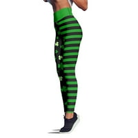 Relanfenk St Patricks Day Ženska jastučića Sretno Zelene hlače Ispiši gamaše mršave hlače za jogu trčeći