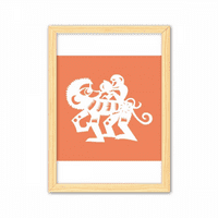 Godina majmunske životinje u Kini Zodijak ukrasni drveni slikanje kućne ukrase Frame slike A4
