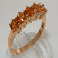 Engleski izrađeni 14k ružičarski zlatni prirodni citrinski ženski vječni prsten - Opcije veličine -