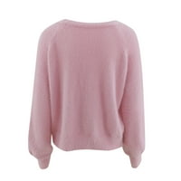 Viikei Womens Dukseteri Cardigan džemperi za žene plus veličine dame modni V-izrez gumb pune boje labav