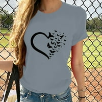Dyegold ženska ljetna ljubav srca majica slatka noviteta grafički labavi kratkih rukava kratkih rukava