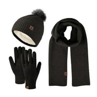 Fdelink vunene pletene tople rukavice šal tri zime windfrooff ball plus baršunasti pleteni šešir tri