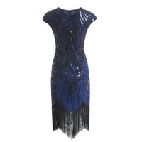 CAICJ haljine za žene ženski omotač V izrez dugih rukava, remenularna kablovna haljina plava, s