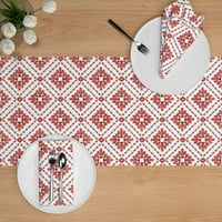 Pamučni sateen trkač, 90 - Boho boemski cvjetni stil pločica modni blagi crveni bijeli božićni narodni