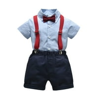 TODDLER Baby Boys Gentleman Bowing Veine Majica The The Tops + Suspender Kratke hlače za 6-mjeseci