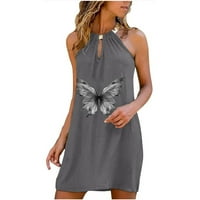 Haljine za žene plus veličine ženski V-izrez sunčani haljina bez rukava kratki grafički otisci seksi