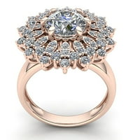 Prirodno 0,5CT okruglo Diamond Dame Dame Vintage Cvjetni godišnjica Angažovanje prstenasto 14K ruža,