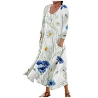 Ženska modna povremena rukav pamučna haljina za pamučnu posteljinu