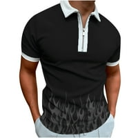 Košulje za muškarce Muška 3D ispisana rever Polovina Zip Pulover Atlezure Majica kratkih rukava Tee