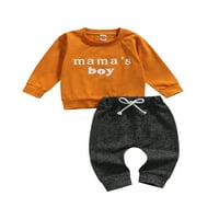 Canrulo Toddler Baby Boy Fall Outfits Dugi rukav Pismo Ispiši dukserice i hlače postavljaju đumbir 18-mjeseci