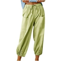 Ženske konusne hlače izvlačenja elastične visoke struk obrezane hlače za manferencirane džepne pantalone