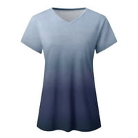 Žene ljetne vrhove Modni gradijent V izrez majica s kratkim rukavima Bluza Labave majice