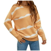 Homodles Ženski ležerni džemper- Pulover okrugli vrat Moda Splice žuta veličina m
