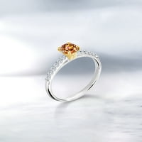 Gem Stone King 1. CT Round Ecstasy Mystic Topaz G-H Lab Grown Diamond 10k bijeli zlatni prsten sa žutim