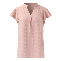Daznico Womens vrhovi ženskih ljetnih bluza V izrez rucffle kratki rukav top ljetne majice Elegantne