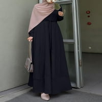 Ženska muslimanska kaftana čvrsta puna rukava s punim rukavima s dugim maxi haljinom