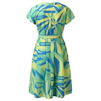 Ljetne haljine za žene plaža kratka rukava Tunika Ležerne prilike sa labavim fit mini tiskanom haljinom