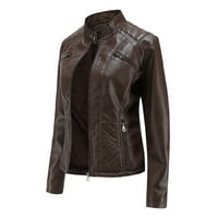 Ženska tanka kožna postolja Zip motocikl odijelo za kaput od kaputa od jakne za opuštene fit meke dressy