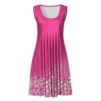 Ljetne haljine A-line cvjetni rukavac bez rukava Srednja vrata ljetne haljine vruće prodajne haljine