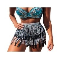 Ženska orgija Tropska samba suknja Sequin Fringed suknja Prepuna pupka Hip Scarf suknja za plesne karnevalske