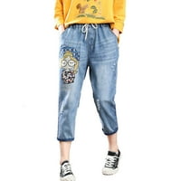 Ociviesr Žene Ležerne prilike Udobne književne elastične hlače za rezanje visokog struka Jeans ravno