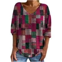 Ichuanyi Wemens Fall vrhovi, odobrenje modne žene Ležerne majica Vintage Etnic Print rukave pulover