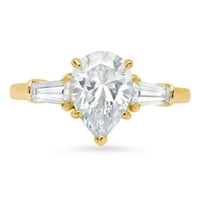 2. CT Pear Cut originalni kultivirani dijamant VS1-VS I-J 18K žuto zlato Tro-kamena Obećaj za vjenčanje