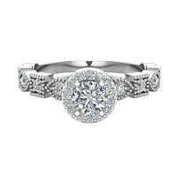 Okrugli halo dijamantski zaručni prstenovi za žene Sjajljiv markejski dizajn 18k bijelo zlato 0. CT