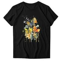 Košulje za žene kratki rukav okrugli vrat Slatka grafička majica za majicu Ležerne prilike za ispisane ljeto Loose Tunic Top