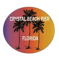 PIER CRYSTAL PLAŽE Florida Suvenir Palm Drveće Surfanje Trendy Ovalna naljepnica naljepnica