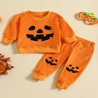 Sunsery Toddler Baby Dvije odijelo Halloween odjeća bundeve i elastične pantalone za dječak za dječak