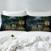 Lion King & Queen posteljina, afrička safari životinja crna posteljina, kombinirani poklopac, valentine