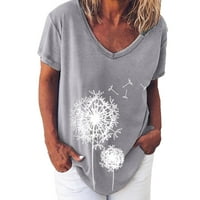 Uorcsa Beach Fashion Woman V izrez Printueding T majica Bluza vrhovi dukserir siva
