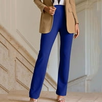 Ženske haljine pantalone Slim Fit Solid Boja elastična struka pune duljine odijelo za hlače proljeće i ljetno casual prozračne zvona plave xl