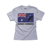 Australija Olympic - Nordic kombinirana zastava - Silhouette Girl Pamučna majica