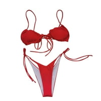 Finelylove ženske kupaće kostimi lagano obložen sportskim grudnjakom stil bikini crveni s