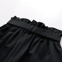 Puawkoer modne hlače za žene široki noga elastični struk čvrsti džepovi u boji ravne noge bahačke hlače