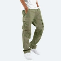 Blueeeec Cargo Hlače za muškarce Solidan višestruki džepovi na otvorenom ravno tipom fitness hlače za