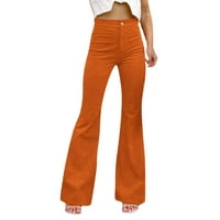 Ženske hlače Zuwimk, Ženski Ljetni elastični struk Comfy Stretch Pull na hlačama Narančasta