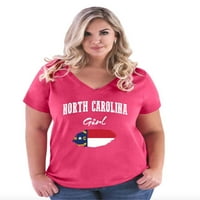- Ženska majica plus V-izrez - Sjeverna Karolina djevojka