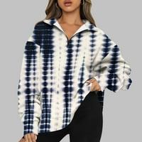 Ženske prevelike polovine Zip pulover dugih rukava dugih rukava četvrti Zip Duks duks teen Girls Fall
