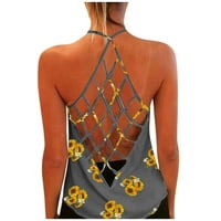 Ženski suncokret Ispis O-izrez bluza prsluk modni rezervoar