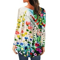 Ženska toplo pulover modne labave majice s dugim rukavima bluza okrugli vrat multibolor L