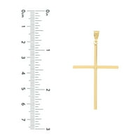 14k žuto zlato vertikalno ravna cijev vjerska vjera križa privjesak ogrlica nakit pokloni za žene