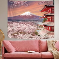 Zidno vešanje tapiserija Azijski Fuji Mountain Tapistry Japan Pagoda Zidni ukras sa cvijetom cvijeta