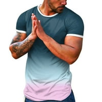 Muška opruga Ljetna casual sportovi Colorblock gradijent okrugli vrat Pulover kratkih rukava majica