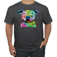 Neon Duinbow Trippy Slatki pitbull pas ravno kod tebe Ljubitelj pasa Muška grafička majica, Šumska zelena,