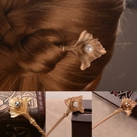 Farfi Fashion Women Zlatni lišće dlake FAU Pearl perle za kopče za kosu