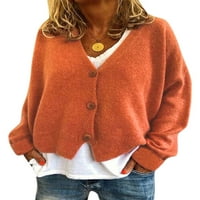 Eleluny Women V izrez Loose Pleted kardigan Dukserski džemper Casul Owear narandžasto-crvena 3xl